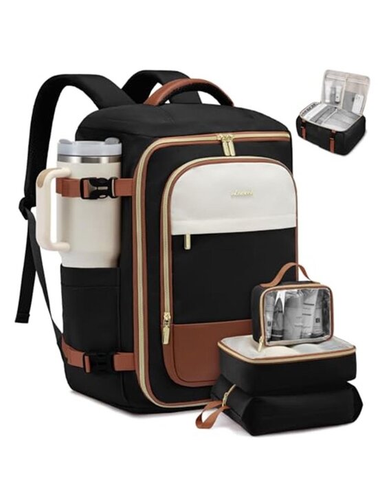 LOVEVOOK 40L Carry On Backpack Women Travel Laptop Bag Flight Approved Black